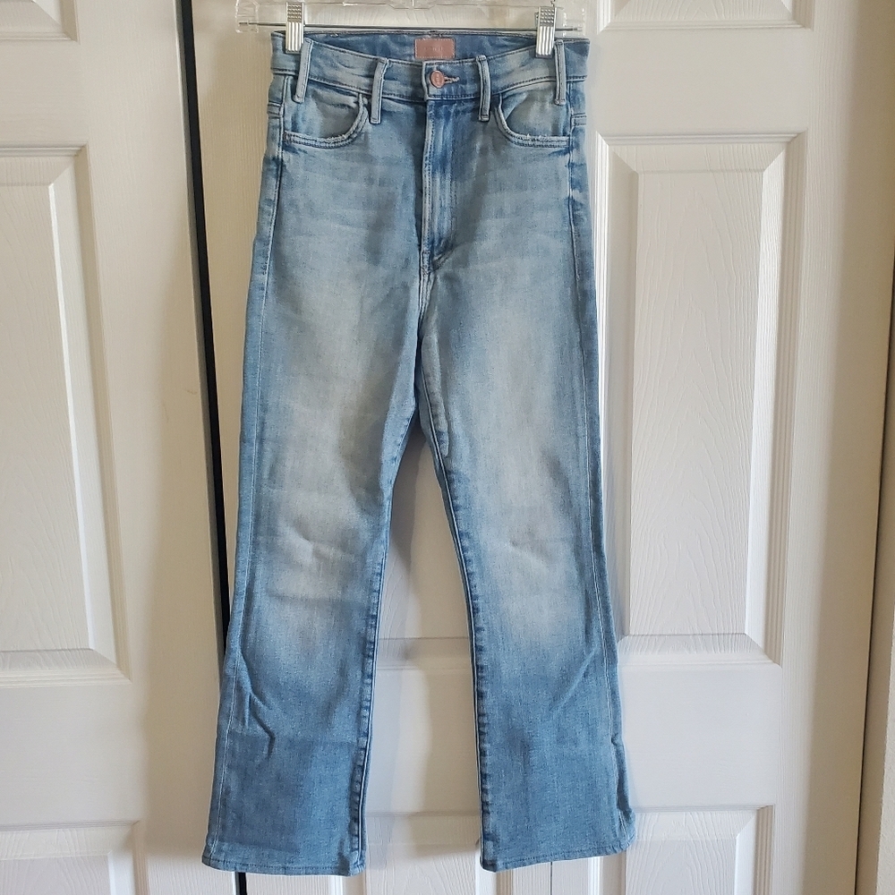 MOTHER THE HUSTLER ANKLE FRAY SZ 25. STRAIGHT LEG LIGHT WASH. CROP - Picture 1 of 7